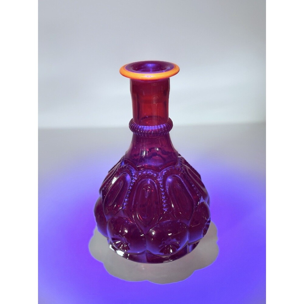 L E Smith Glass Vtg Ruby Red Moon and Stars Decanter Stopper Amberina Glows ☑️📝